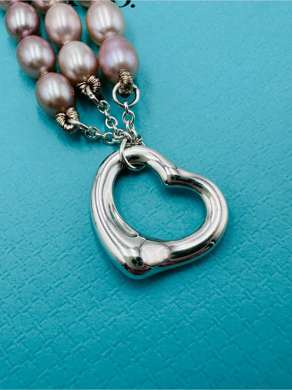 Tiffany & Co. Open Heart Pearl Toggle Bracelet in Sterling Silver with Packaging